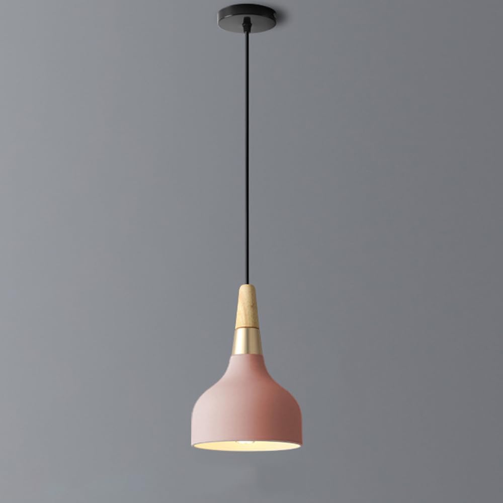 Modern LED Pendant Light with Colorful Metal Shade Pink Norenza