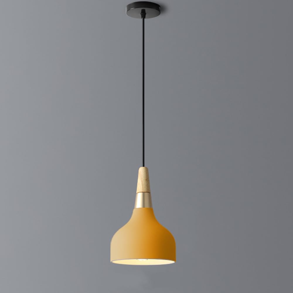 Modern LED Pendant Light with Colorful Metal Shade Yellow Norenza