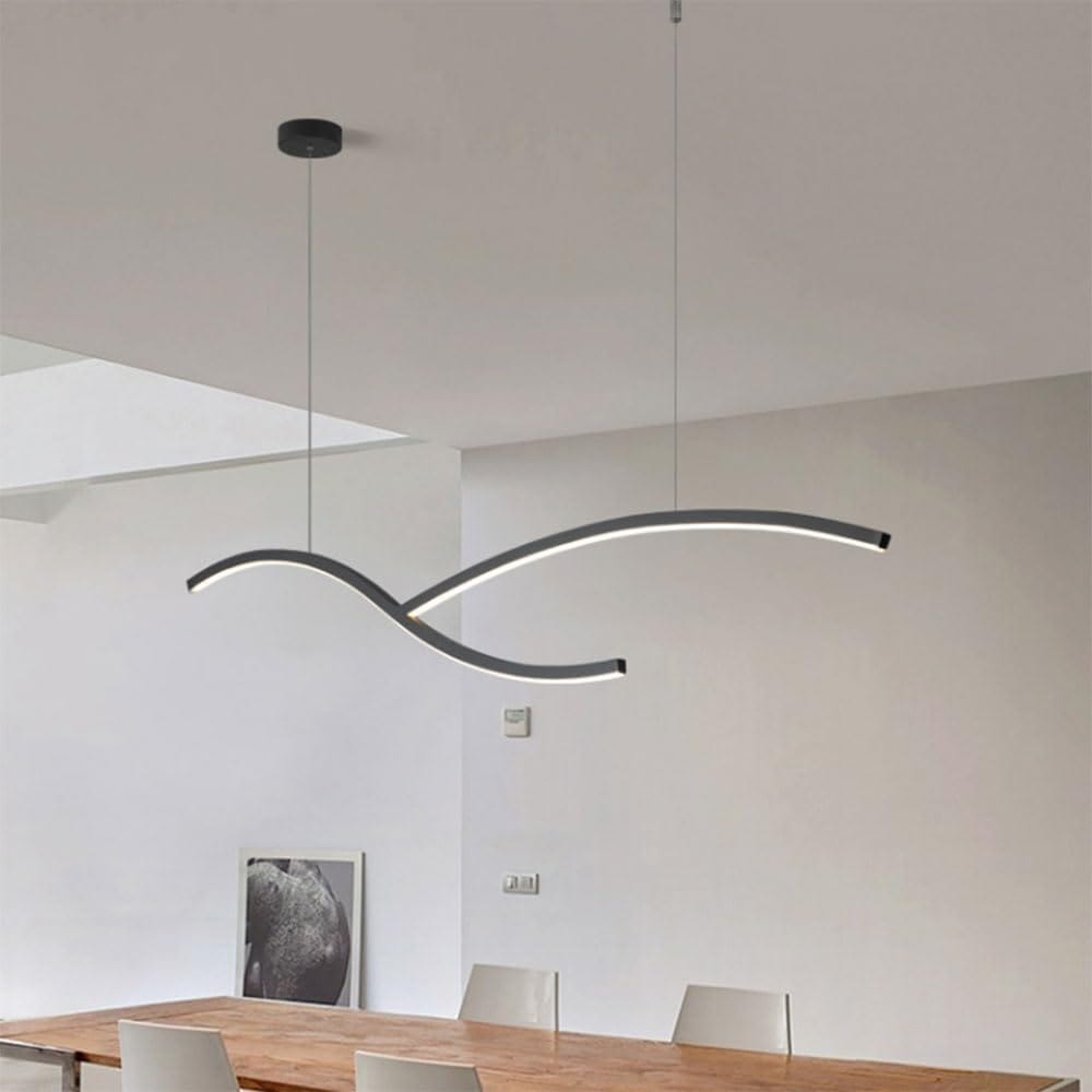 Modern LED Pendant Light with Hyperbolic Acrylic Shade Black / 39.4" (100 cm) Norenza