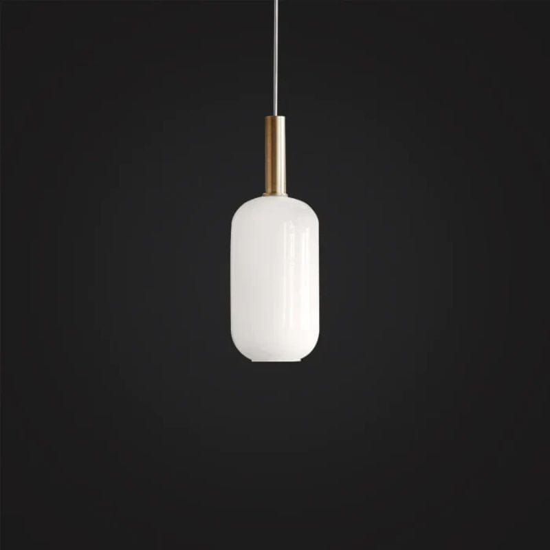 Modern LED Pendant Light with White Oval Shade and Gold Metal Loft Design A Norenza