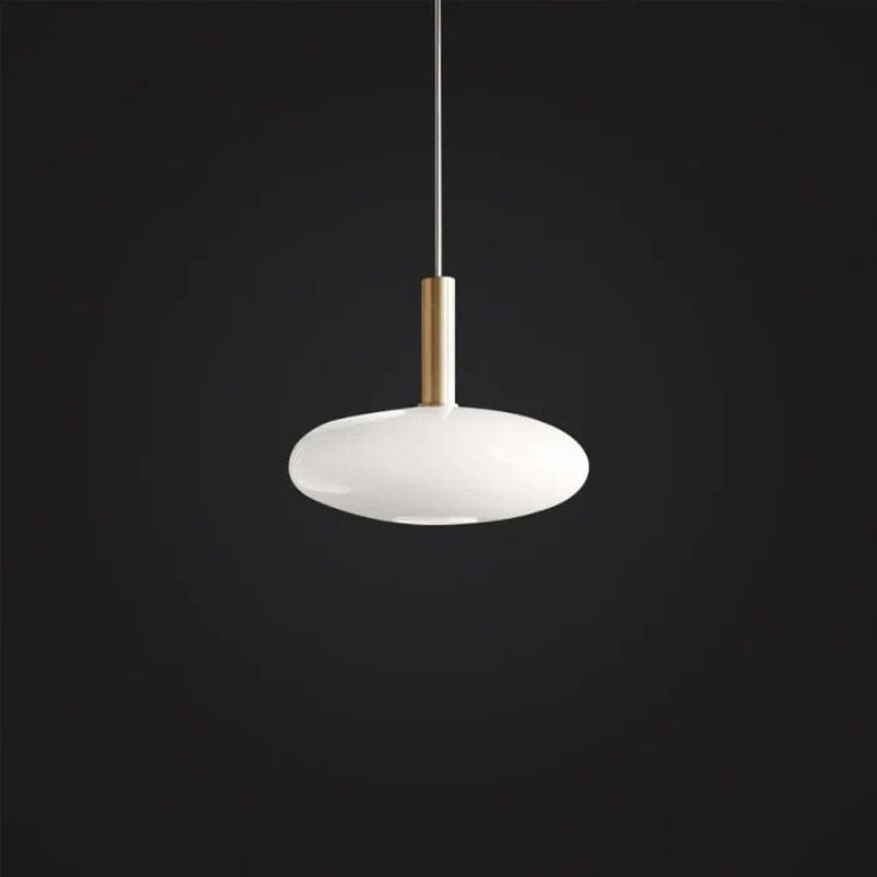 Modern LED Pendant Light with White Oval Shade and Gold Metal Loft Design C Norenza