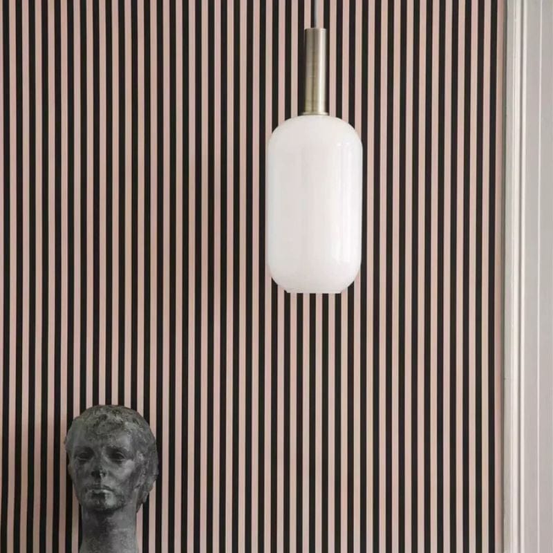 Modern LED Pendant Light with White Oval Shade and Gold Metal Loft Design Norenza