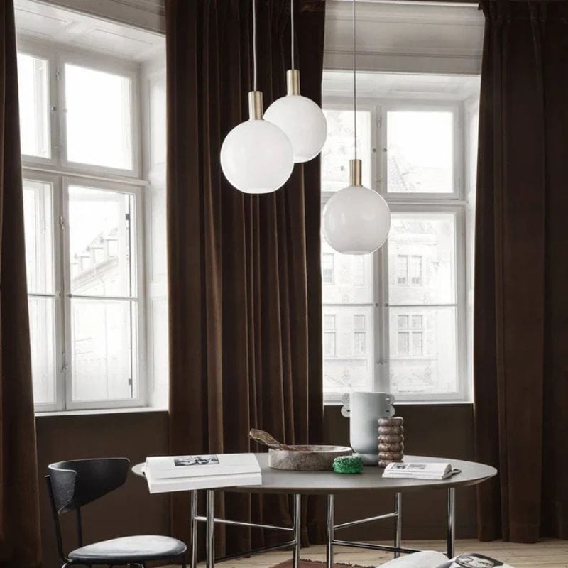 Modern LED Pendant Light with White Oval Shade and Gold Metal Loft Design Norenza