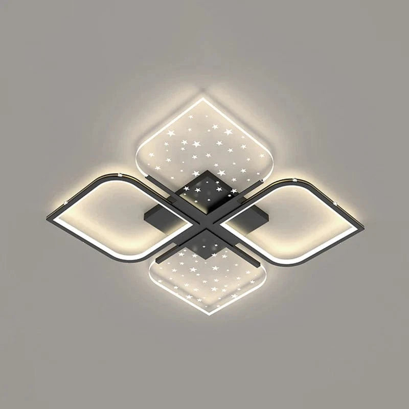 Modern LED Starry Sky Four-Leaf Grass Chandelier Black Norenza