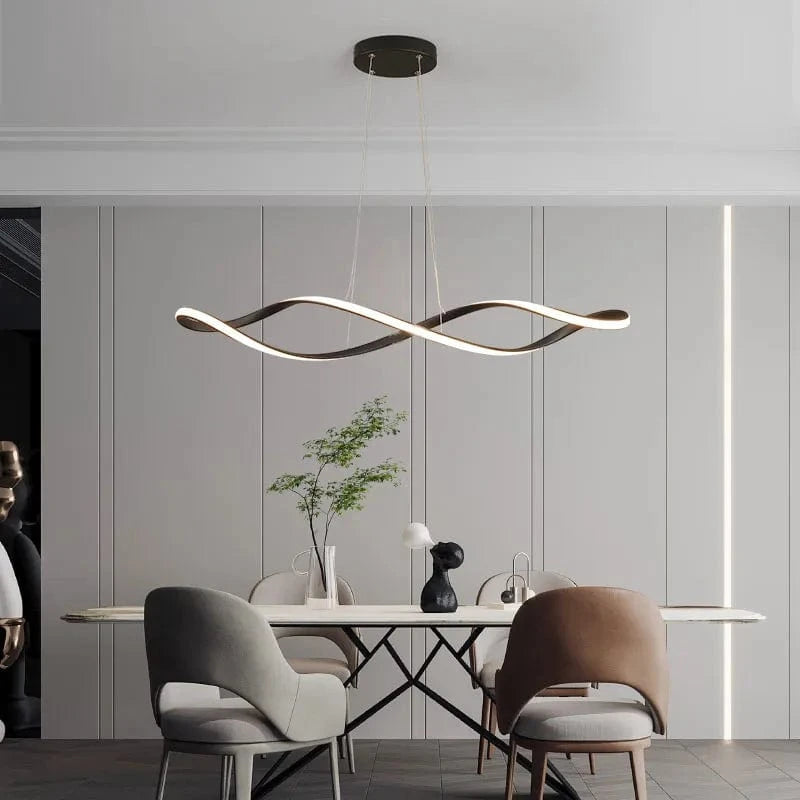 Modern LED Suspension Chandelier for Dining Room & Living Room - 92cm Gold/Chrome/Black with Remote/App Control Norenza
