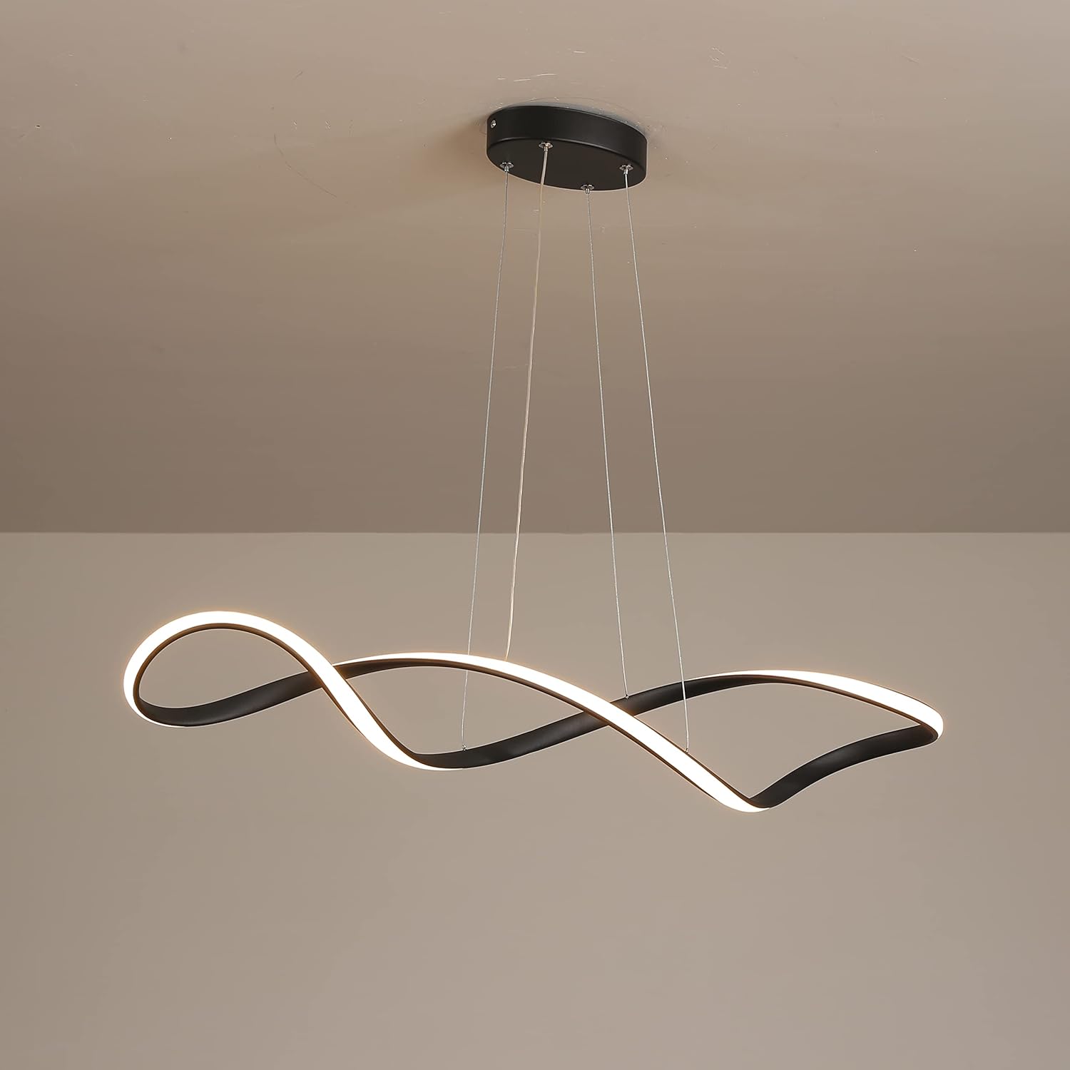 Modern LED Suspension Chandelier with Remote/App Control Black Norenza