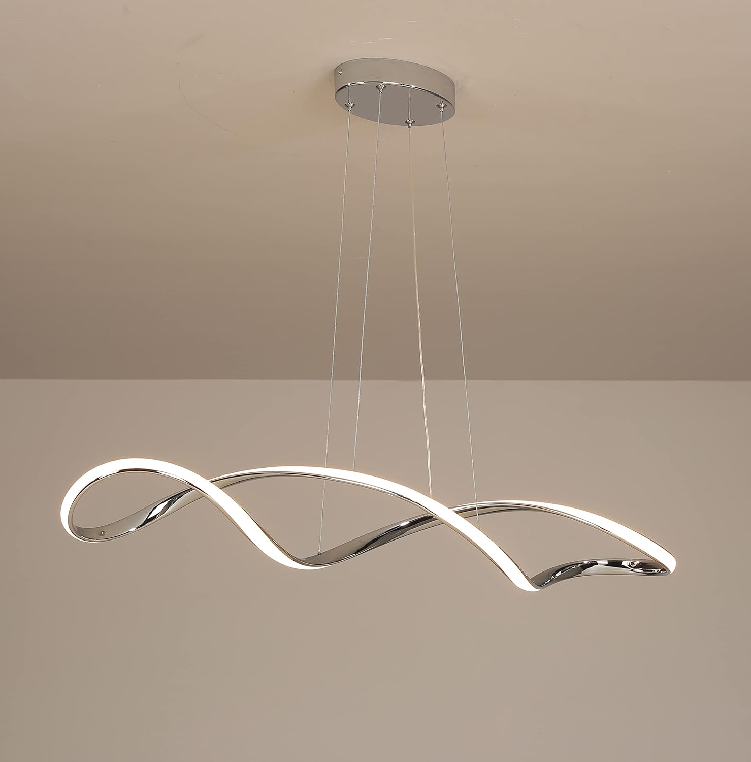 Modern LED Suspension Chandelier with Remote/App Control Silver Norenza