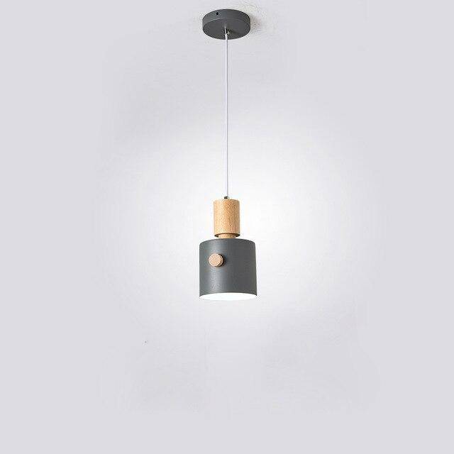 Modern LED Suspension Light with Colorful Nordic Wood Shade Gray Norenza