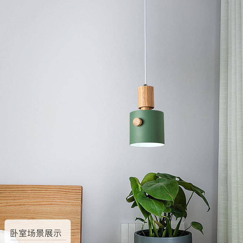 Modern LED Suspension Light with Colorful Nordic Wood Shade Norenza
