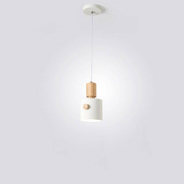 Modern LED Suspension Light with Colorful Nordic Wood Shade White Norenza