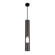 Modern LED Suspension Light with Cylindrical Aluminum Tube for Hotels Black Norenza