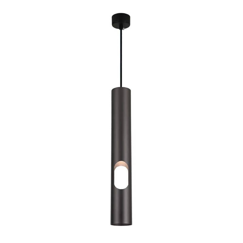 Modern LED Suspension Light with Cylindrical Aluminum Tube for Hotels Black Norenza