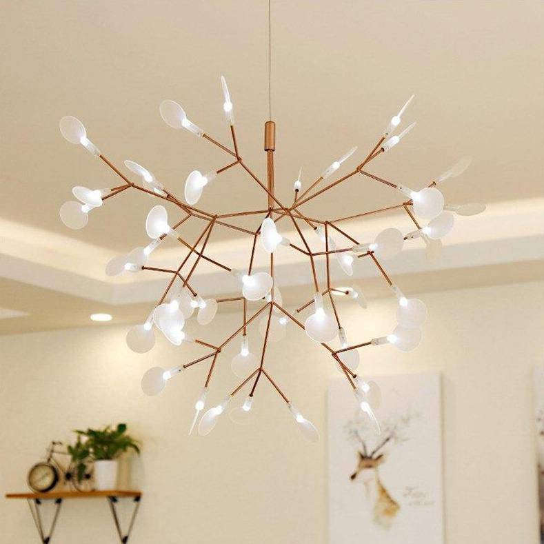 Modern LED Tree Suspension Light in Copper or Black Norenza