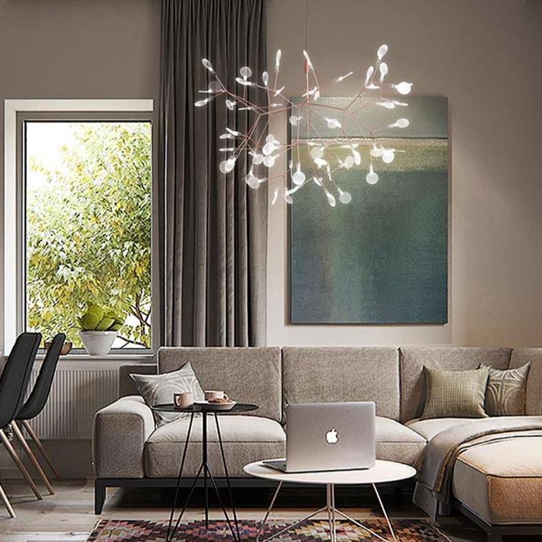 Modern LED Tree Suspension Light in Copper or Black Norenza
