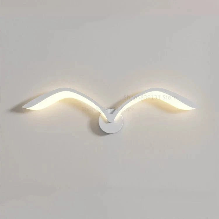 Modern LED Wall Sconce in Acrylic Seagull Design White Norenza