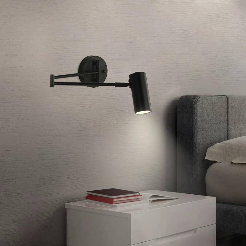 Modern LED Wall Sconce with Adjustable Metal Spotlight in Gold or Black Black Norenza