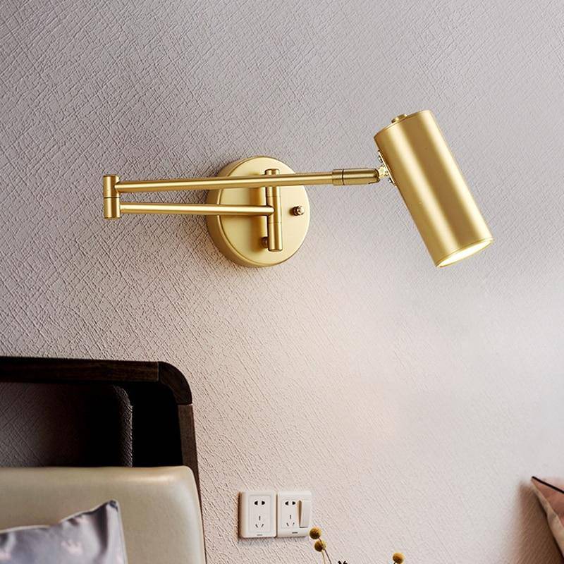 Modern LED Wall Sconce with Adjustable Metal Spotlight in Gold or Black Gold Norenza