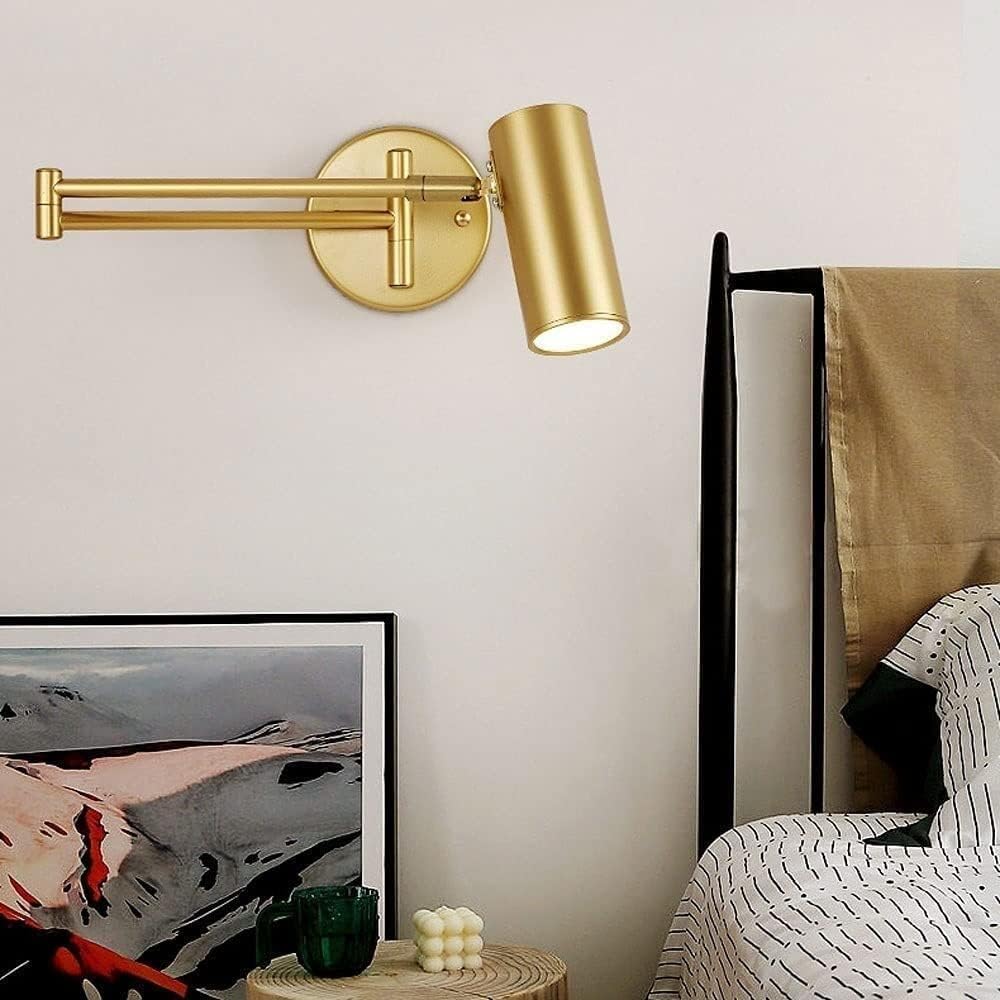 Modern LED Wall Sconce with Adjustable Metal Spotlight in Gold or Black Norenza
