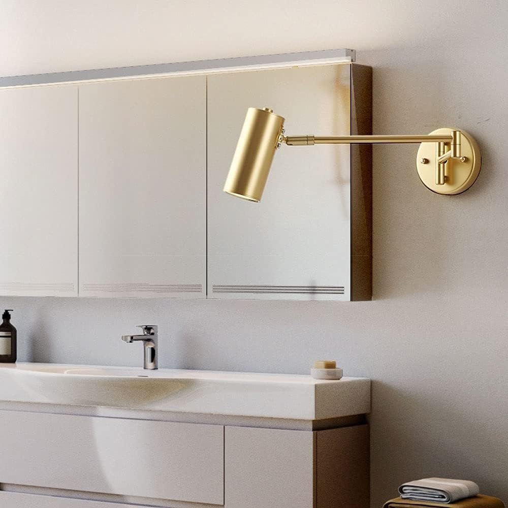 Modern LED Wall Sconce with Adjustable Metal Spotlight in Gold or Black Norenza