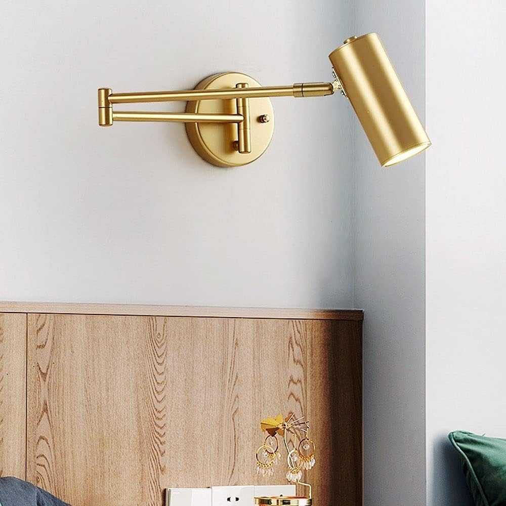 Modern LED Wall Sconce with Adjustable Metal Spotlight in Gold or Black Norenza