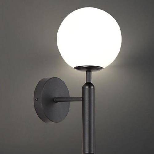 Modern LED Wall Sconce with Glass Ball and Cylindrical Mount Black Norenza