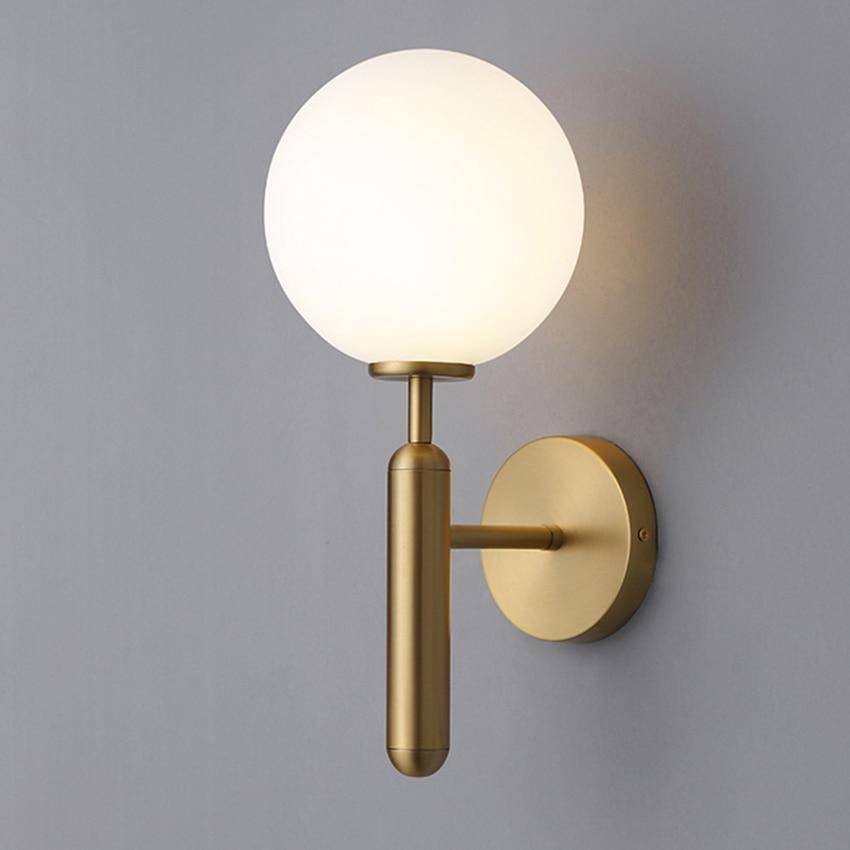 Modern LED Wall Sconce with Glass Ball and Cylindrical Mount Gold Norenza