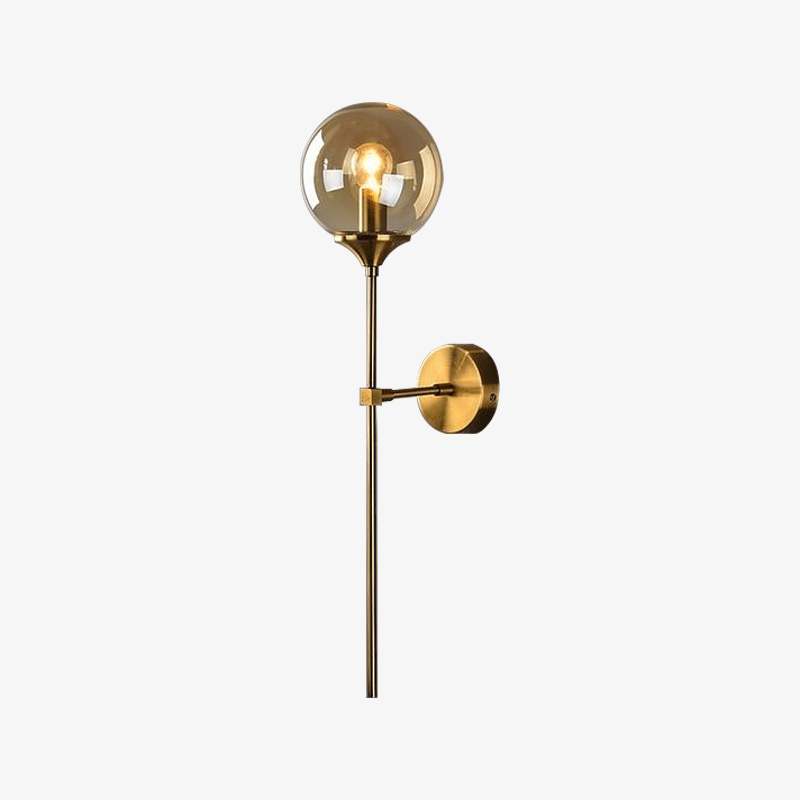 Modern LED Wall Sconce with Gold Arm and Glass Globe Brown Norenza