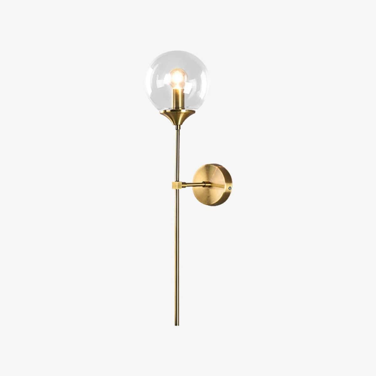 Modern LED Wall Sconce with Gold Arm and Glass Globe Clear Norenza