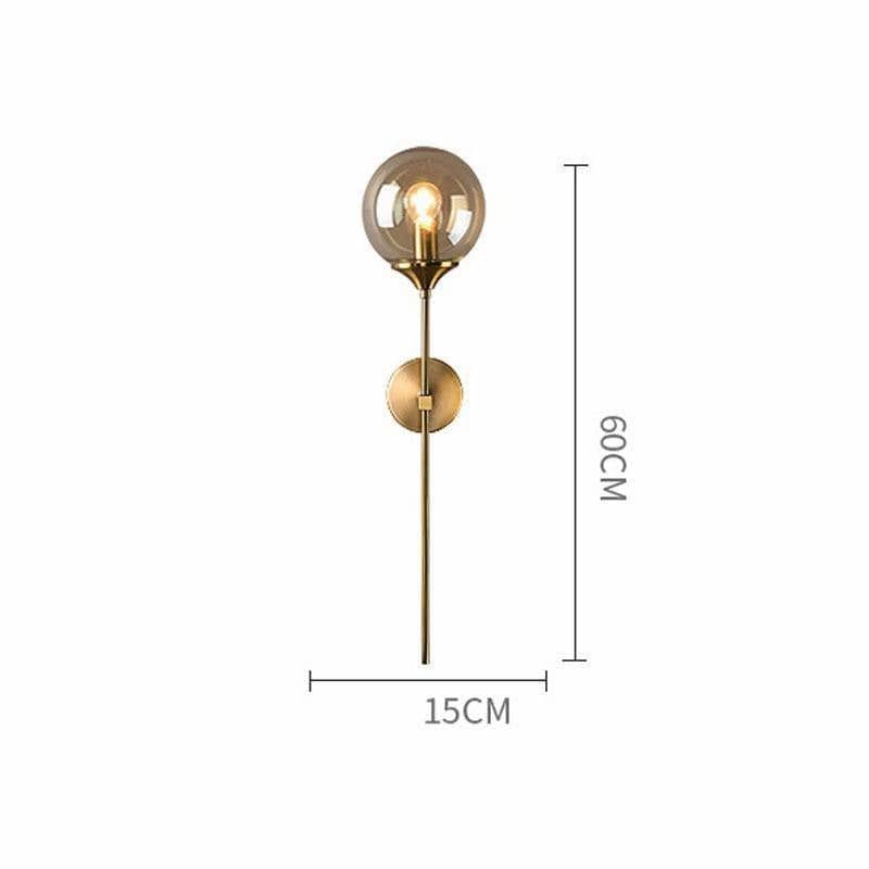 Modern LED Wall Sconce with Gold Arm and Glass Globe Norenza