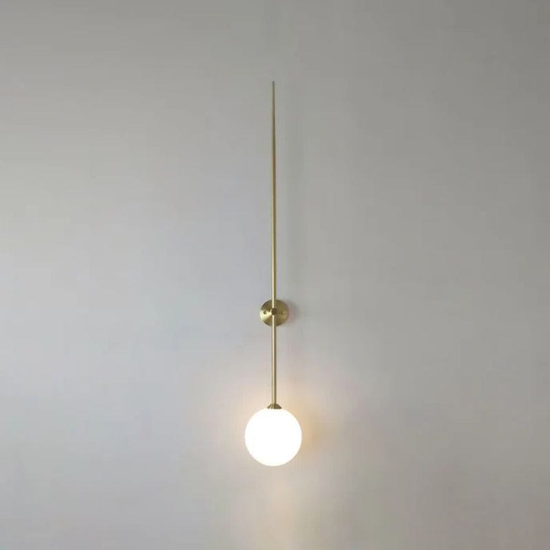 Modern LED Wall Sconce with Gold Tube and White Glass Ball Norenza