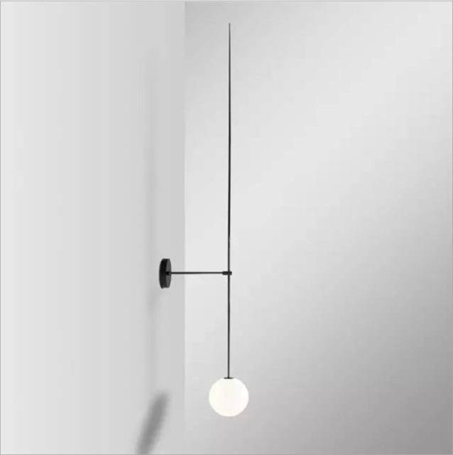 Modern LED Wall Sconce with Gold Tube and White Glass Ball Norenza
