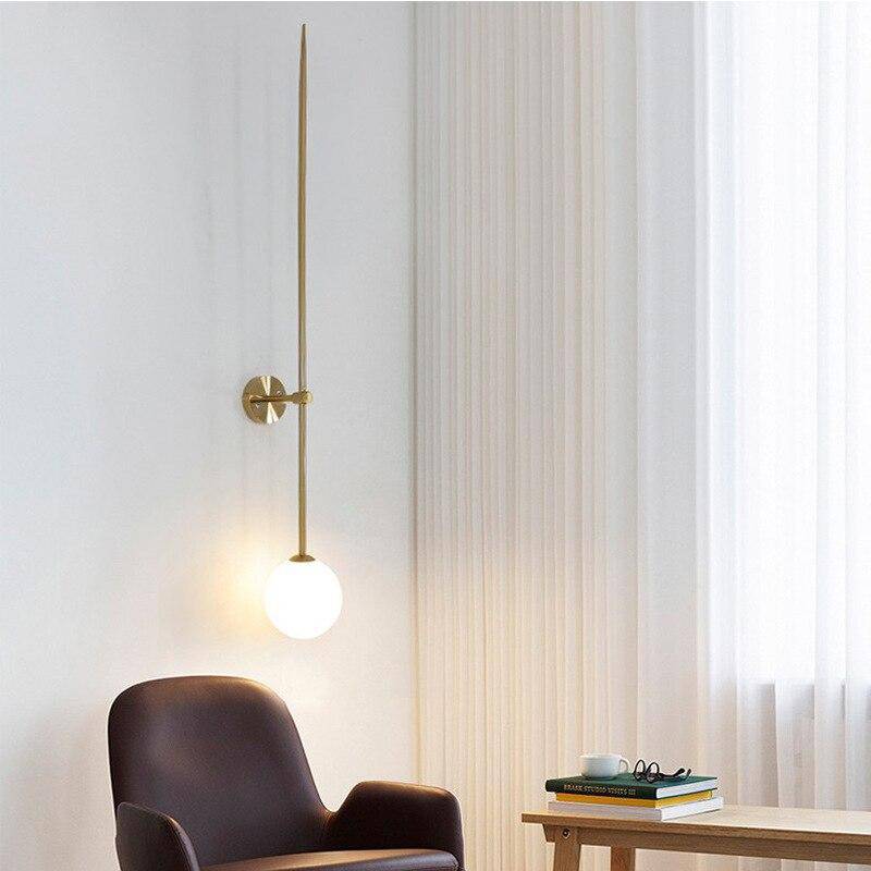 Modern LED Wall Sconce with Gold Tube and White Glass Ball Norenza
