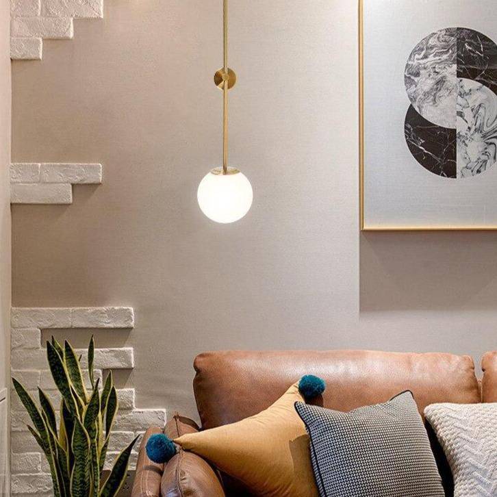 Modern LED Wall Sconce with Gold Tube and White Glass Ball Norenza