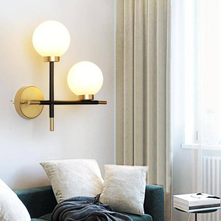 Modern LED Wall Sconce with Metal Bars and Glass Balls Norenza