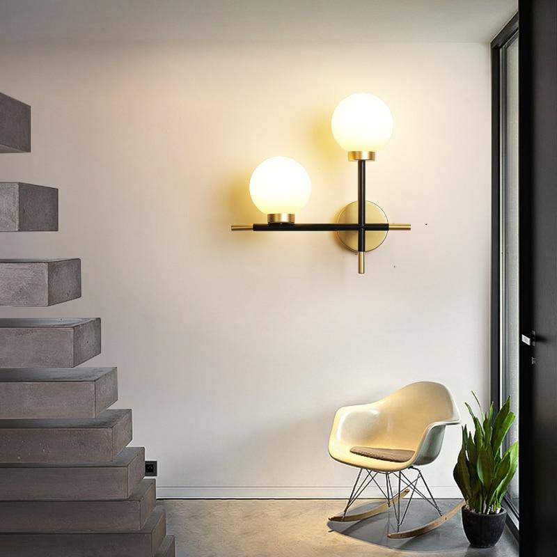 Modern LED Wall Sconce with Metal Bars and Glass Balls Norenza