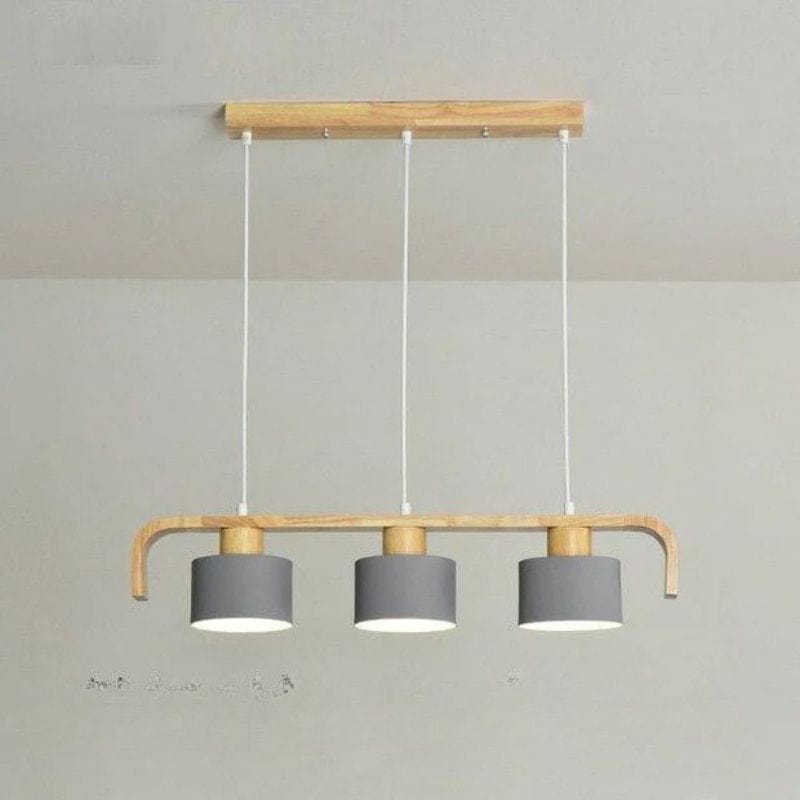 Modern LED Wood Pendant Light with Shade Gray Norenza