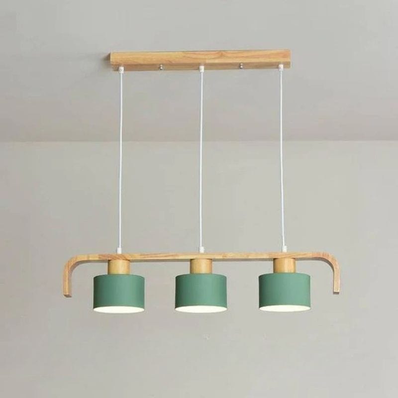 Modern LED Wood Pendant Light with Shade Green Norenza