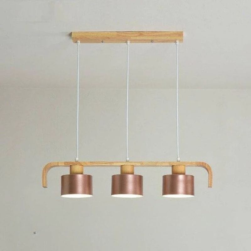 Modern LED Wood Pendant Light with Shade Rose gold Norenza