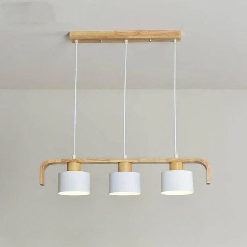 Modern LED Wood Pendant Light with Shade White Norenza