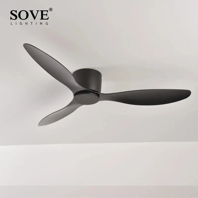 Modern Low-Profile 30W DC Ceiling Fan with Remote Control Black / 42" Norenza