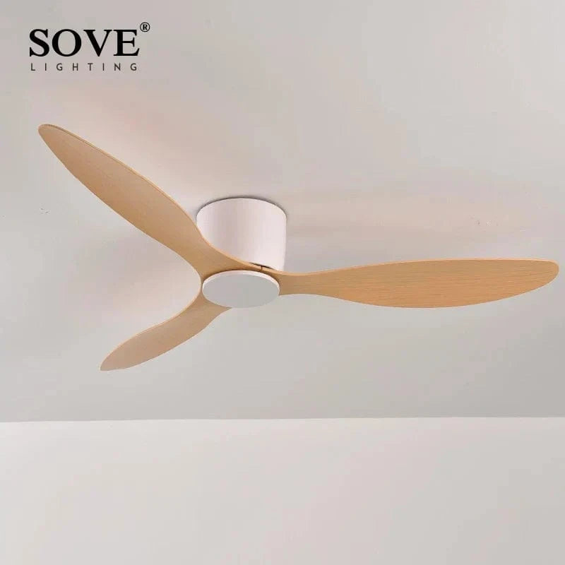 Modern Low-Profile 30W DC Ceiling Fan with Remote Control Natural Wood / 42" Norenza