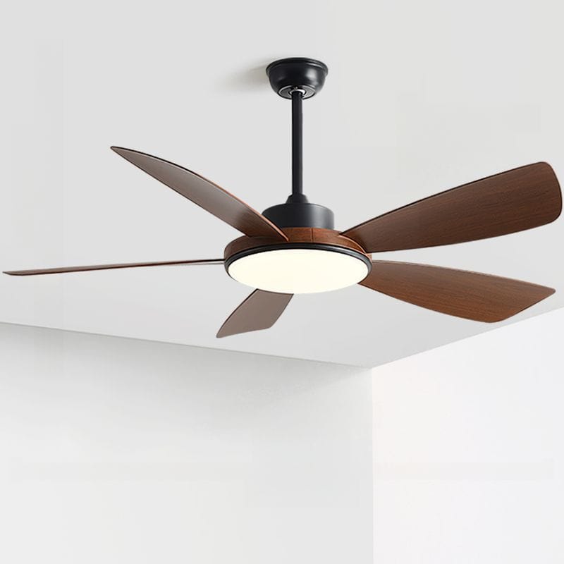 Modern Low Profile Ceiling Fan with LED Light and Remote Control Walnut Norenza