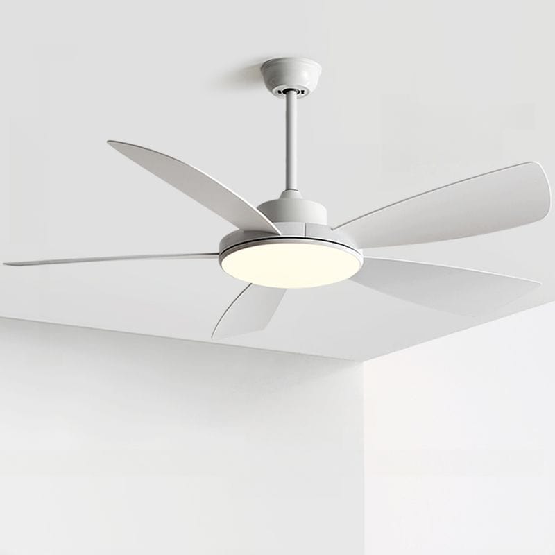 Modern Low Profile Ceiling Fan with LED Light and Remote Control White Norenza
