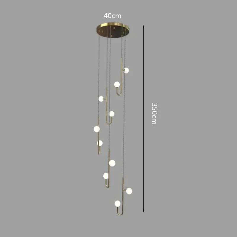 Modern Luxury Spiral Staircase LED Ceiling Chandelier Black / 10 lights Norenza