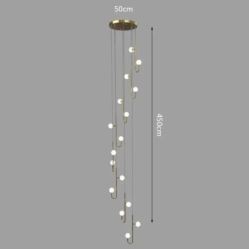 Modern Luxury Spiral Staircase LED Ceiling Chandelier Black / 16 lights Norenza