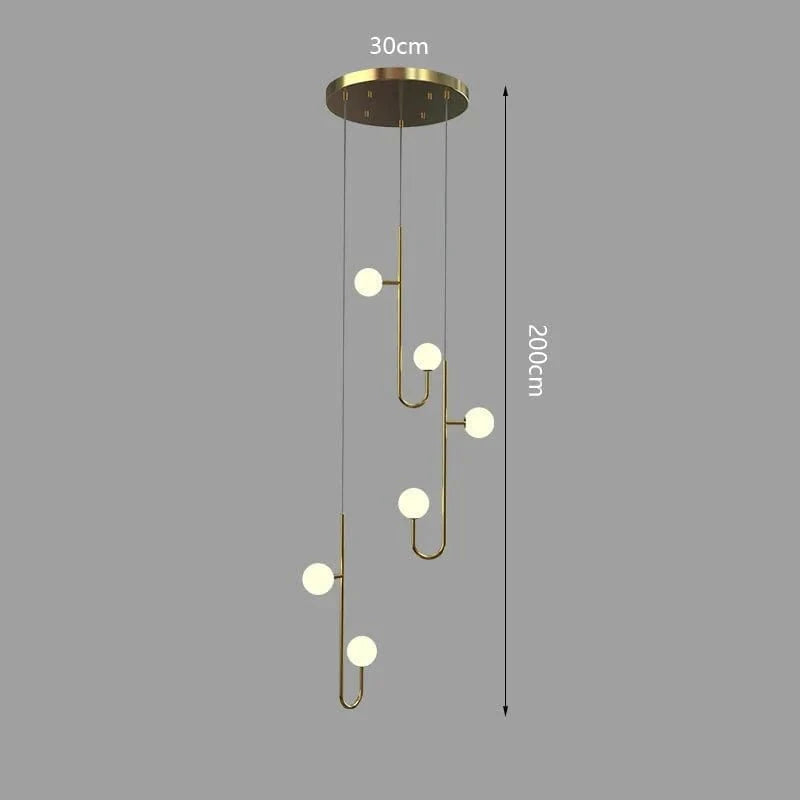 Modern Luxury Spiral Staircase LED Ceiling Chandelier Black / 6 lights Norenza