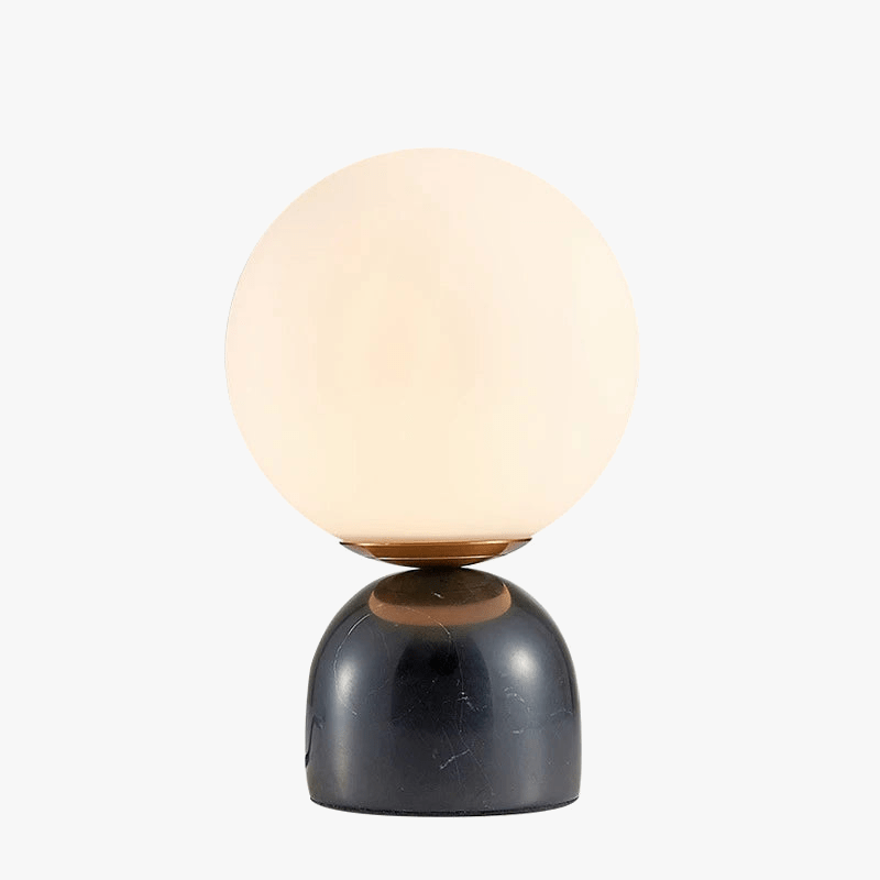 Modern Marble LED Desk Lamp with Glass Orb Black Norenza