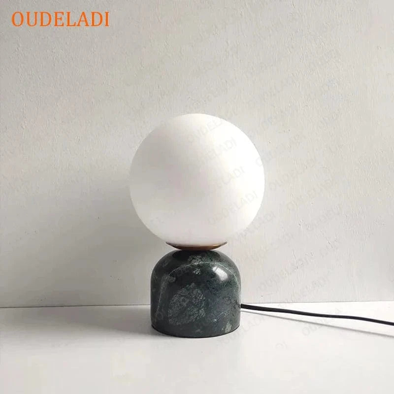 Modern Marble LED Desk Lamp with Glass Orb Norenza