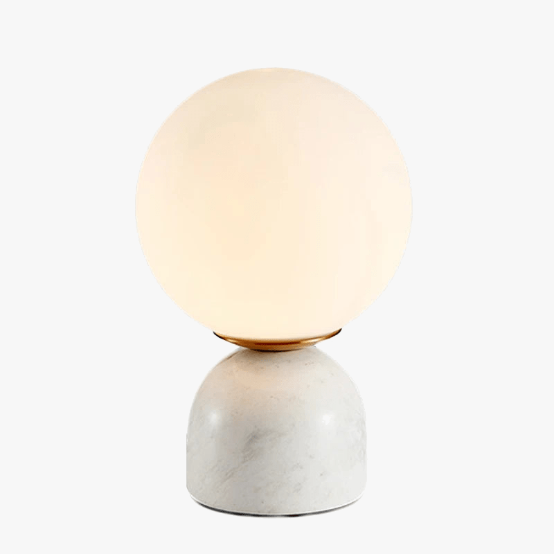 Modern Marble LED Desk Lamp with Glass Orb White Norenza