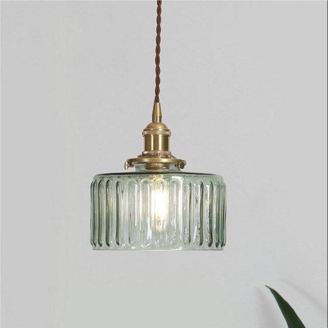 Modern Metal LED Pendant Light with Glass Shade Green Norenza